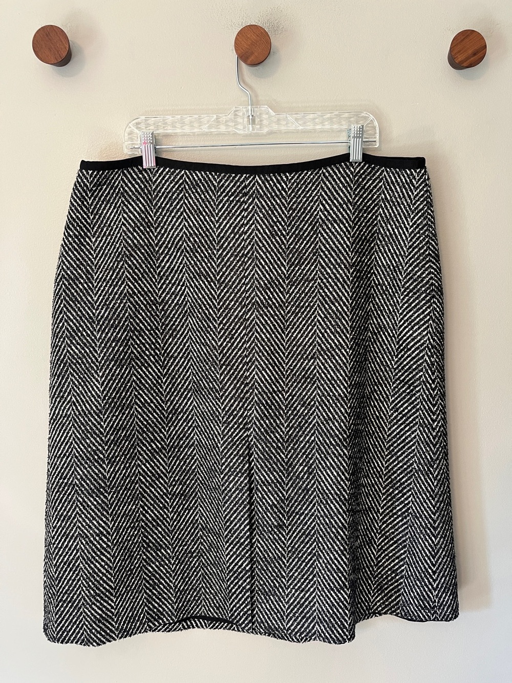 New! Ann Taylor Black White Houndstooth Tweed Midi Skirt Shimmer Thread Size 18